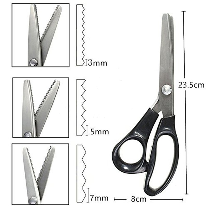 Xemz Pinking Shears, Stainless Steel Dressmaking Scissors, Serrated and Scalloped Blades, Professional Sewing Craft Cut Tailor Zig-Zag Tool, Fabric Decoration Comfort Grip Soft Handheld (Serrated 5mm) - Image 3